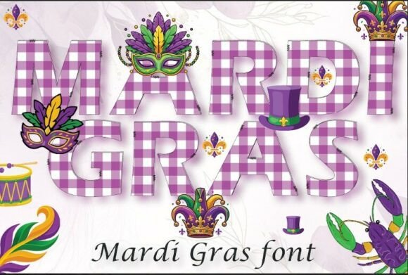 Purple Mardi Gras Festival Font for Creative Makers